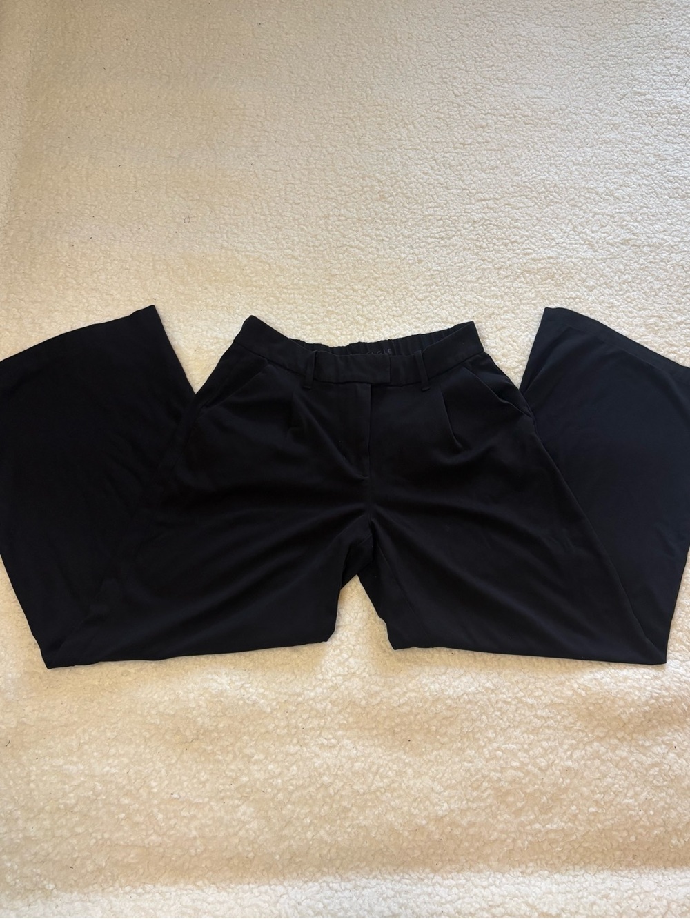 American Eagle Women Black Stretch Wide Leg Trouser Pants